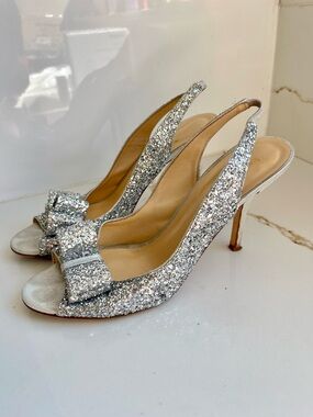 Kate Spade New York 'Charm' silver slingback pumps 8.5
